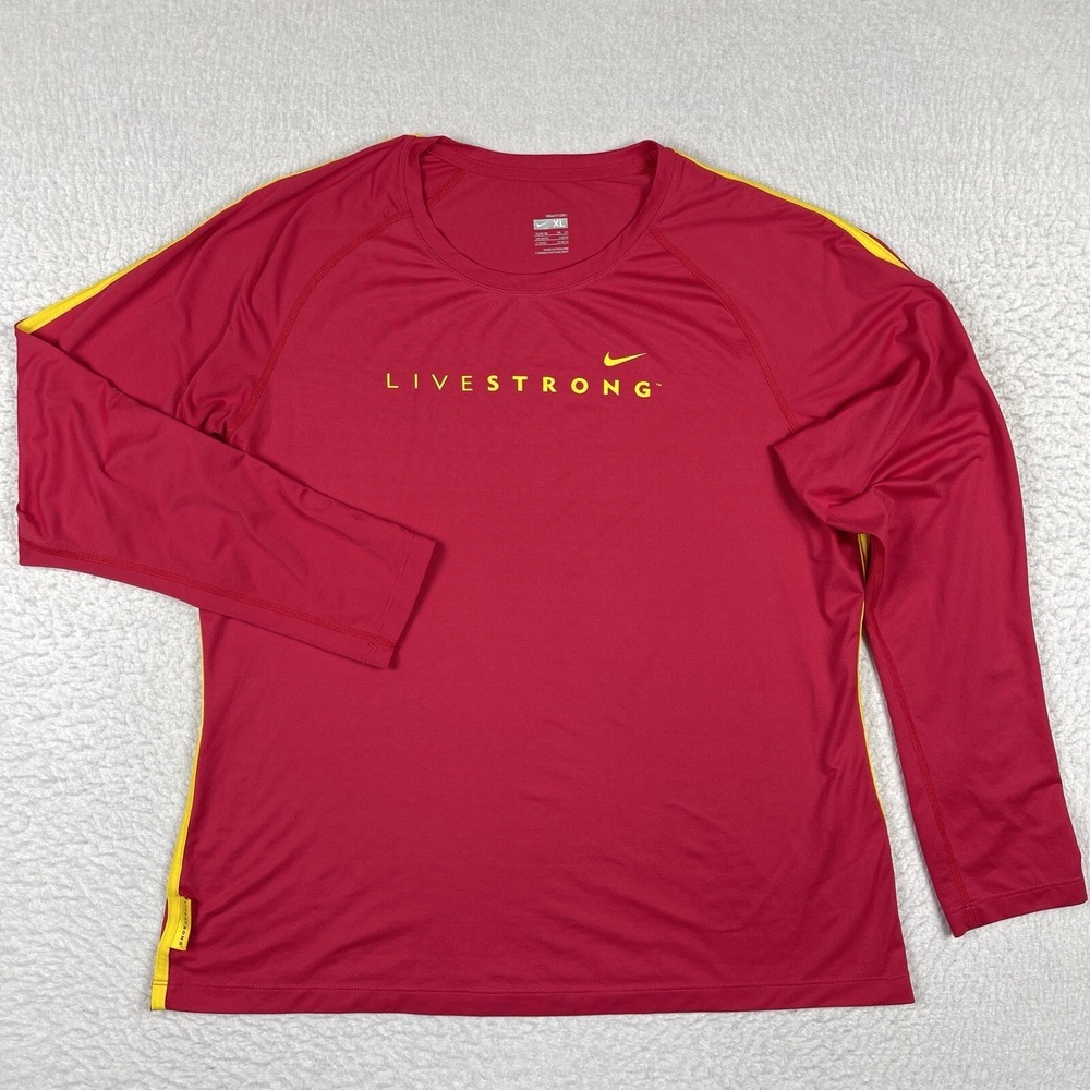 Nike Shirt Womens XL Pink Red Yellow Long Sleeve Livestrong Run Jog Athleisure